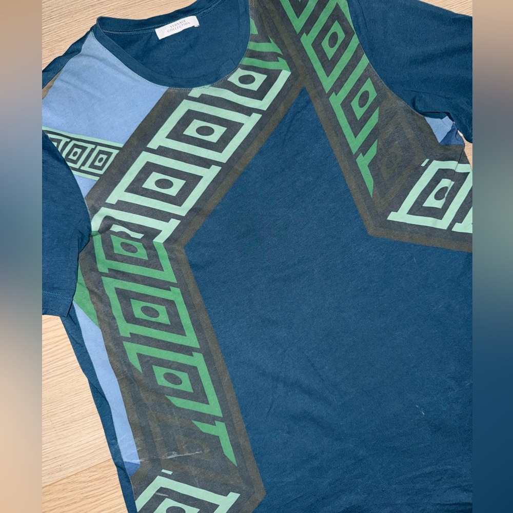 Versace Greca Geometric Pattern Print Blue/Green … - image 2